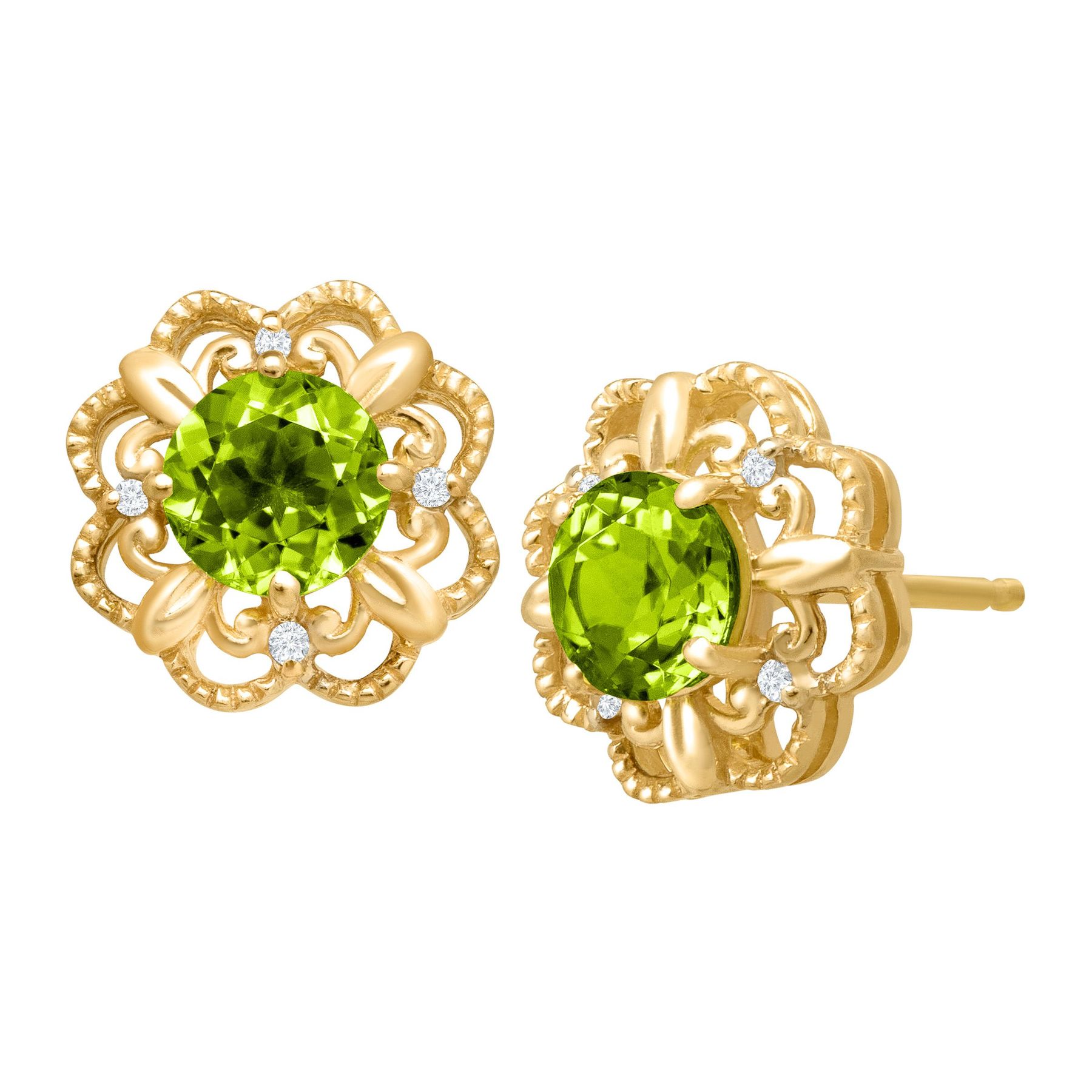 1 0 Ct Peridot Earrings With Diamonds 1 0 Ct Peridot Earrings With Diamonds
