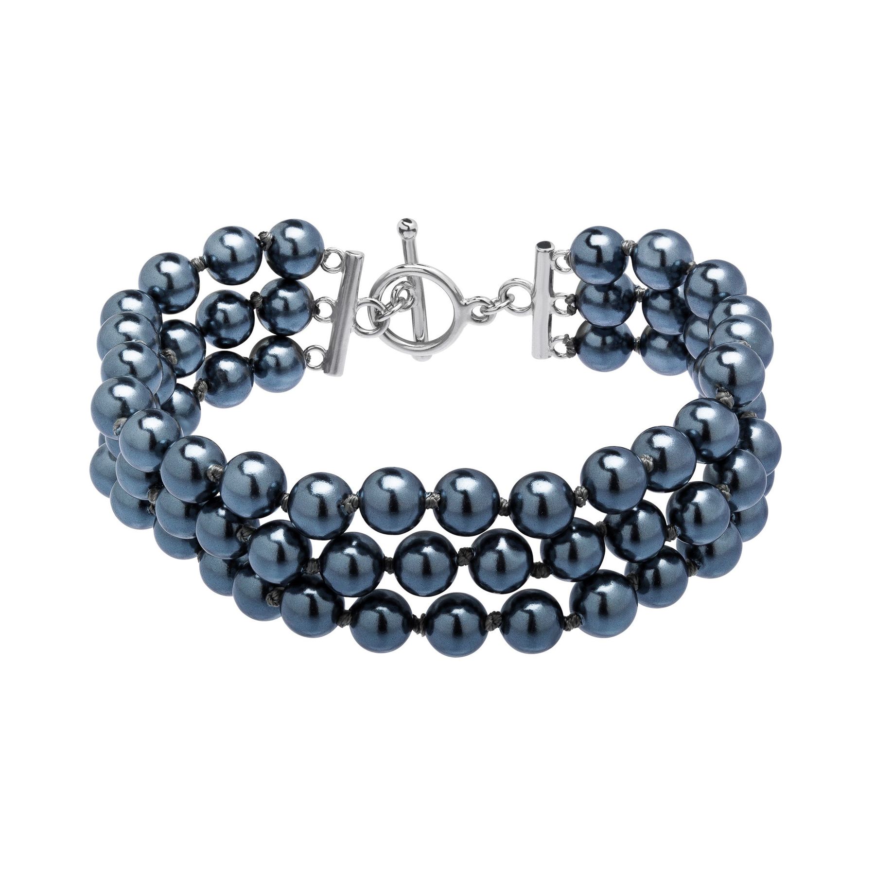 Multi Strand Grey Freshwater Pearl Bracelet In Sterling Silver Multi Strand Grey Pearl Bracelet