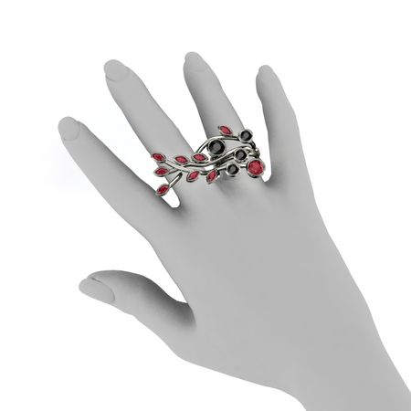 14k gold three finger ring