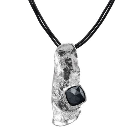 Silpada Black Rock Natural Hematite Pendant In Leather Sterling Silver - Silver Hematite Pendant Necklace Silpada Black Rock Natural Hematite Pendant In Leather Sterling Silver - Silver Hematite Pendant Necklace