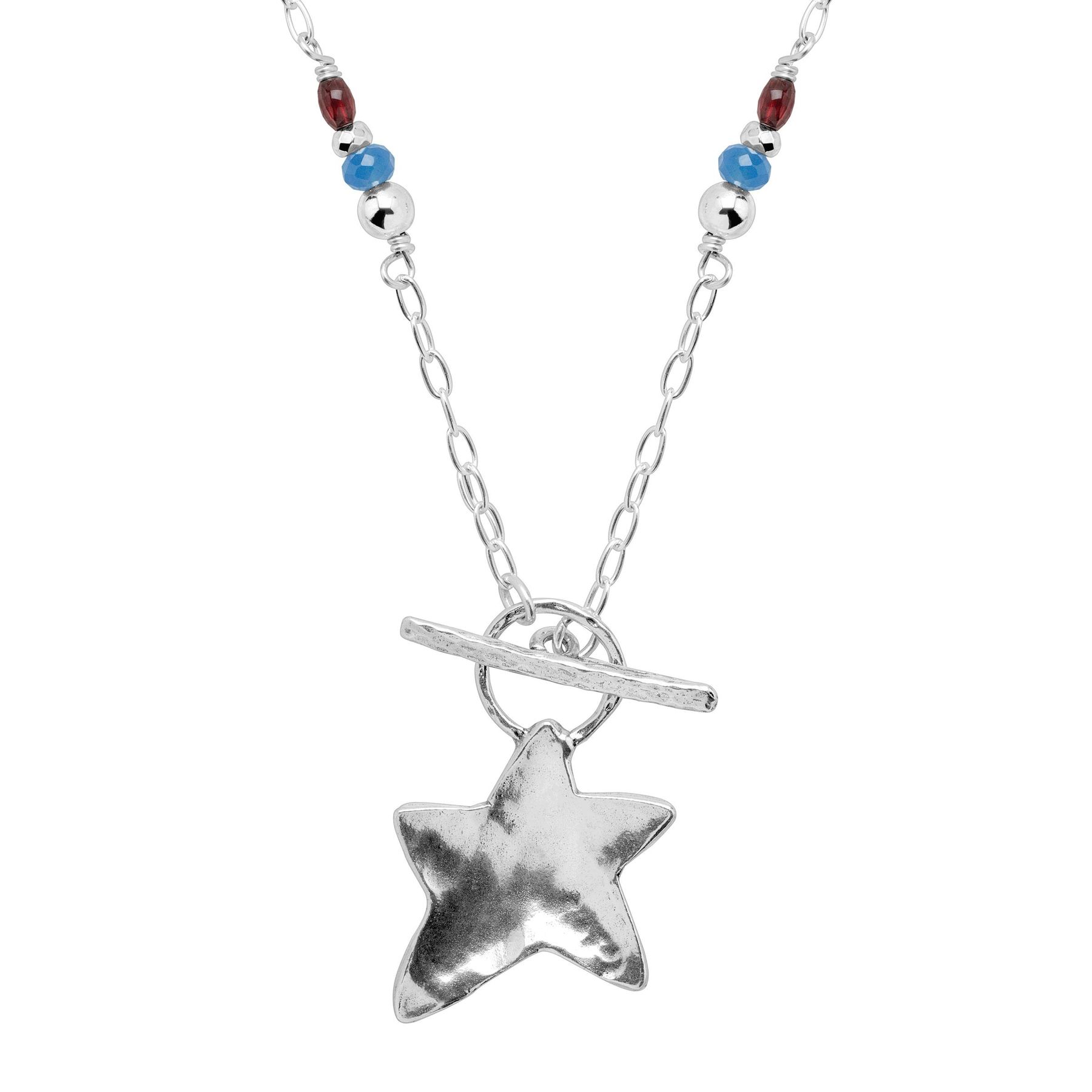 Silpada 'Vega' Natural Garnet, Agate, & Hematite Star Pendant in Sterling Silver, 18" | Vega Pendant | Silpada