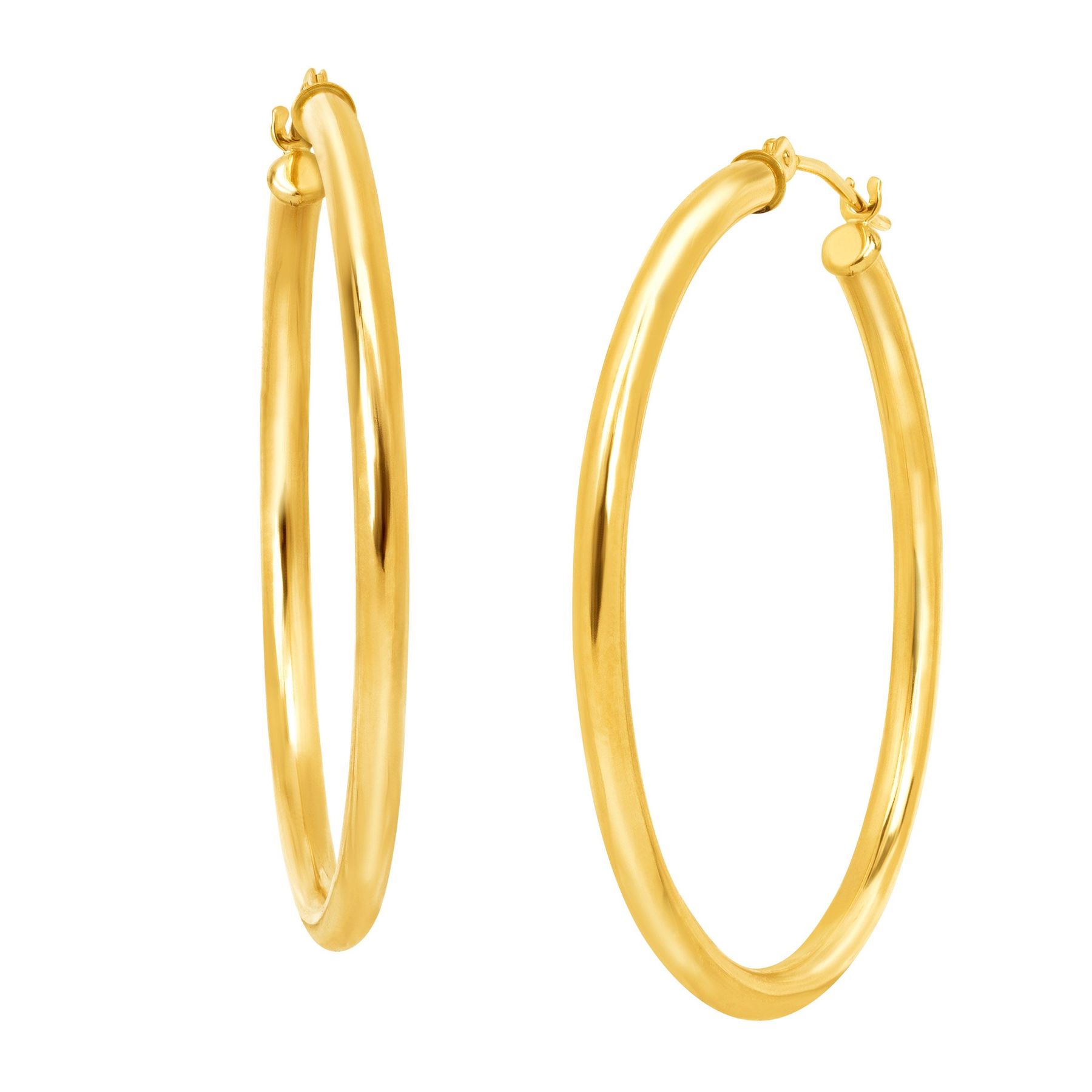 Eternity Gold Three-Tone Tube Hoop Earrings in 10K Gold