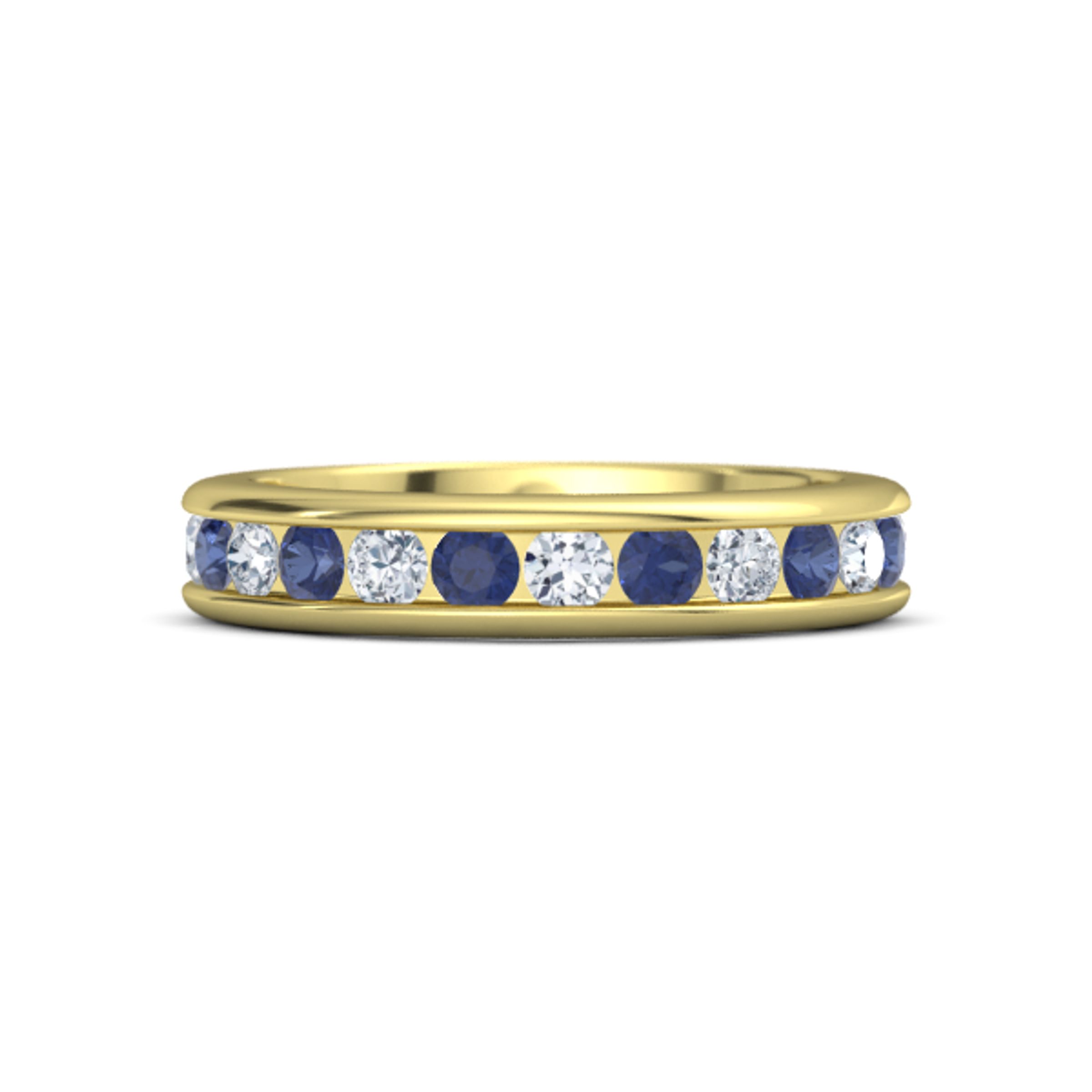 Blue sapphire eternity band yellow gold Clearance