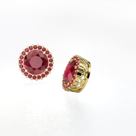 Round Ruby 14k Yellow Gold Earring With Margarita Earrings Margarita Earrings