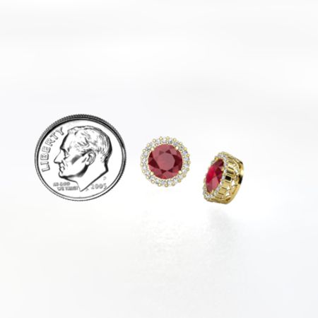 Round Ruby 14k Yellow Gold Earring With Diamond Margarita Earrings Margarita Earrings