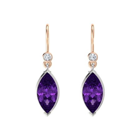 Marquise Amethyst 18k White Gold Earring With Diamond Marquise Essential Earrings