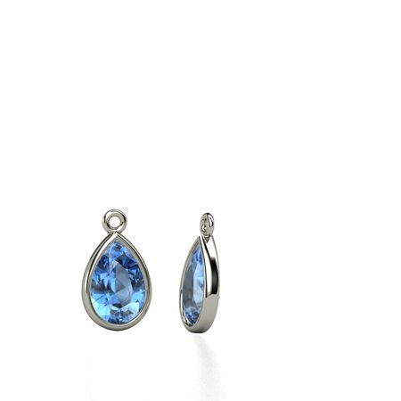 Sterling Silver Earring With Blue Topaz Pear Gem Drop Earrings Pear Gem Drop Earrings