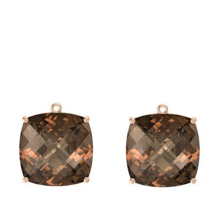 Checkerboard Cushion Pavilion Smoky Quartz 14k Rose Gold Earring Pure Cushion Earrings