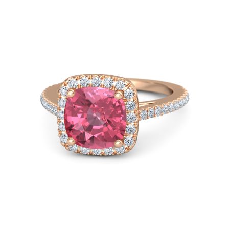 Cushion Pink Tourmaline 14k Rose Gold Ring With Diamond Olivia Olivia Ring 8mm Gem