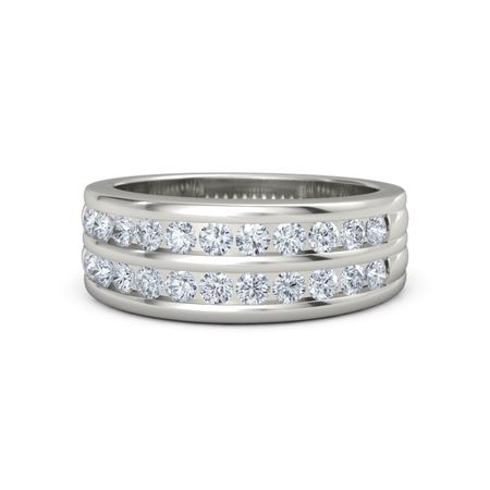 Men S 14k White Gold Ring With Diamond Double Crown Gemvara Double Crown Ring