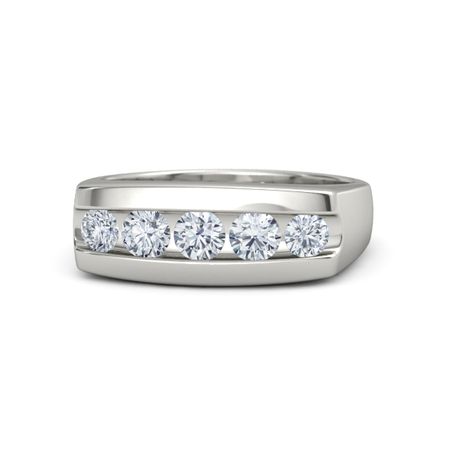 Men S Round Diamond Platinum Ring With Channel Gemvara Channel Ring
