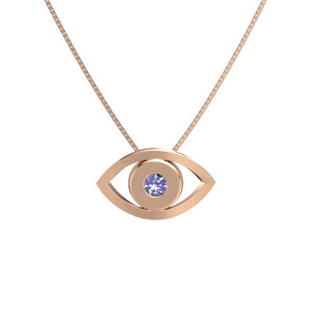 Round Tanzanite 14k Rose Gold Pendant Evil Eye Gemvara - Rose Gold Evil Eye Pendant Round Tanzanite 14k Rose Gold Pendant Evil Eye Gemvara - Rose Gold Evil Eye Pendant