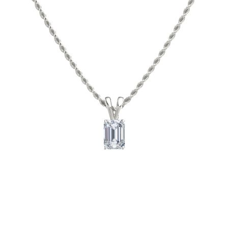 Emerald Diamond 14k White Gold Pendant Cut Solitaire 7mm Gem Gemvara - Emerald Cut Pendant Gold Emerald Diamond 14k White Gold Pendant Cut Solitaire 7mm Gem Gemvara - Emerald Cut Pendant Gold