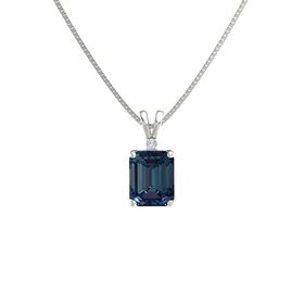Emerald-Cut Solitaire Pendant with Accent (10mm gem)