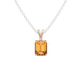 Emerald-Cut Solitaire Pendant with Accent (10mm gem)