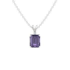 Emerald-Cut Solitaire Pendant with Accent (10mm gem)