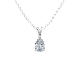 Pear-Cut Solitaire Pendant with Accent (10mm gem)