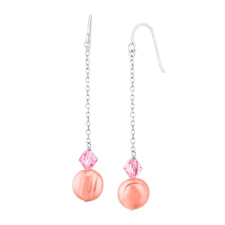 Honora Raspberry Freshwater Pearl Drop Earrings With Swarovski Raspberry Pearl Drop Earrings With Swarovski Crystals