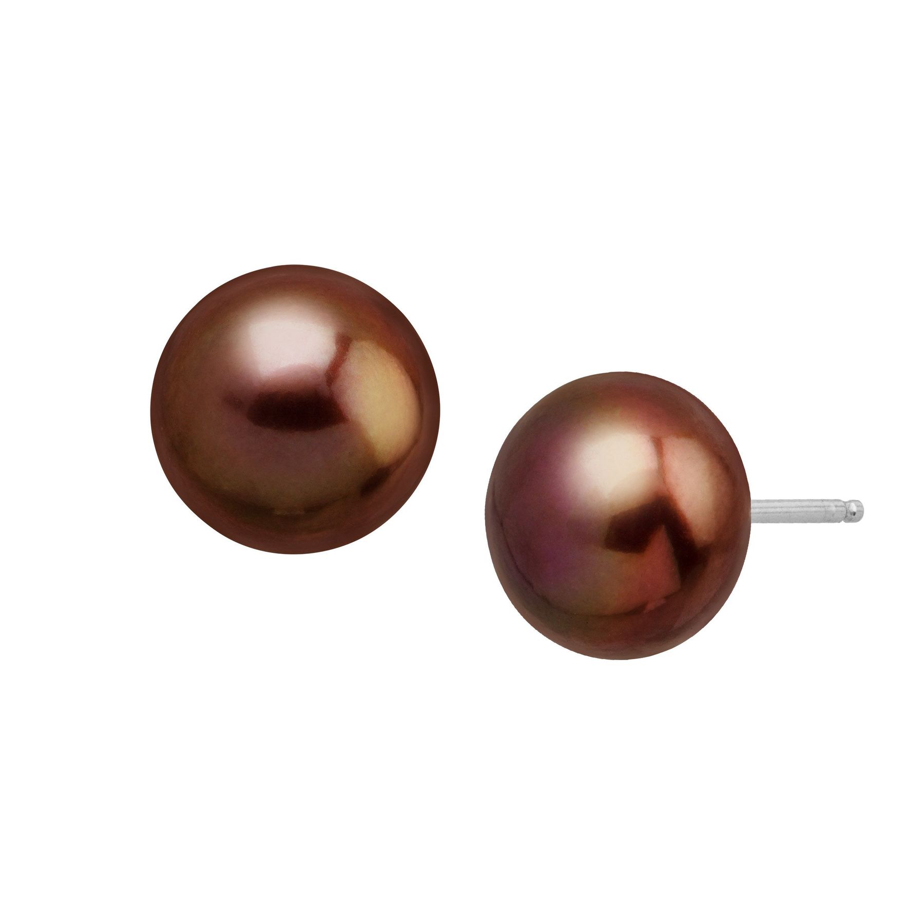 Honora 10 11 Mm Freshwater Chocolate Pearl Stud Earrings In Sterling 10 11 Mm Chocolate Pearl Stud Earrings