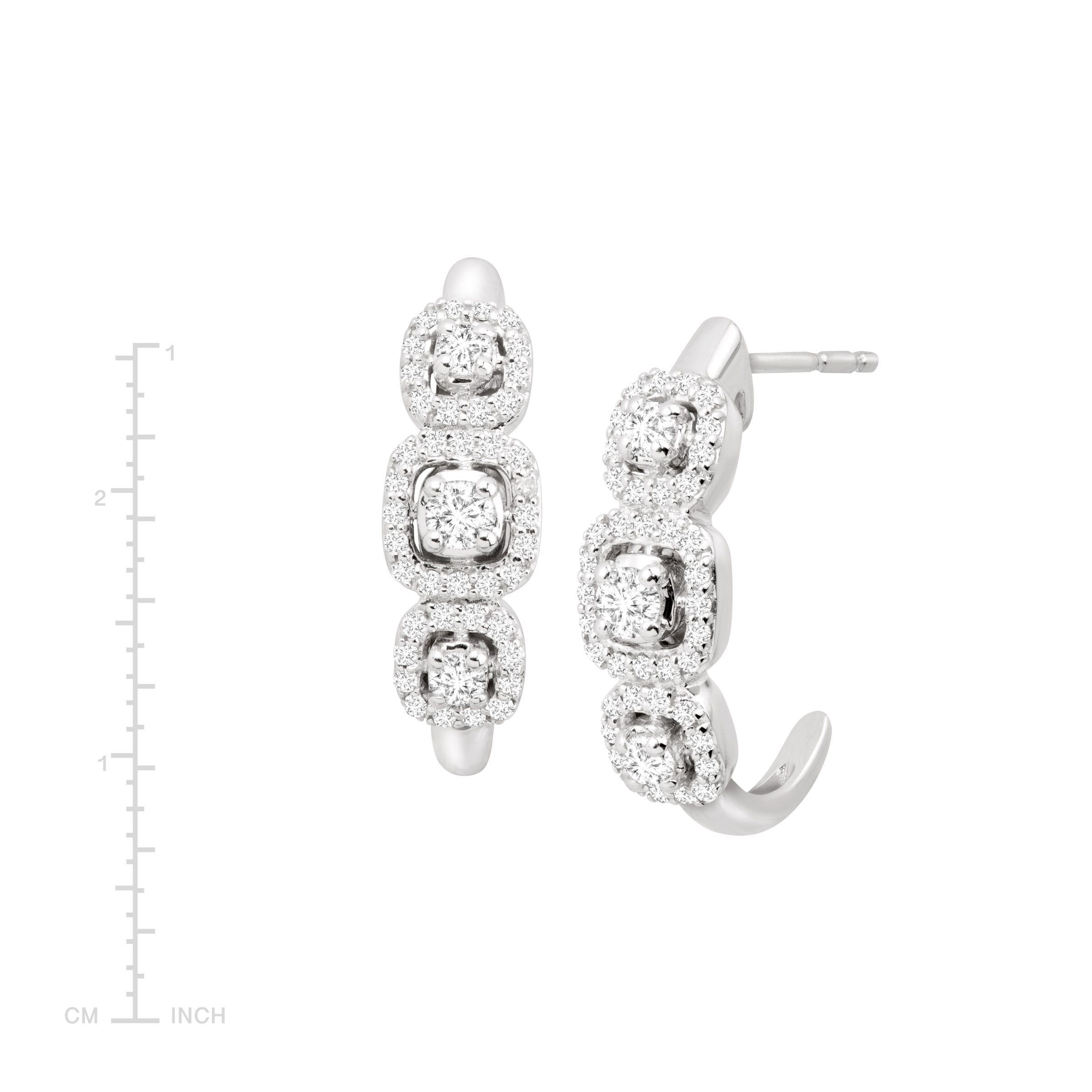 1 2 Ct Diamond J Hoop Earrings In Rhodium Plated 14k White Gold Ebay 1 2 Ct Diamond J Hoop Earrings In Rhodium Plated 14k White Gold