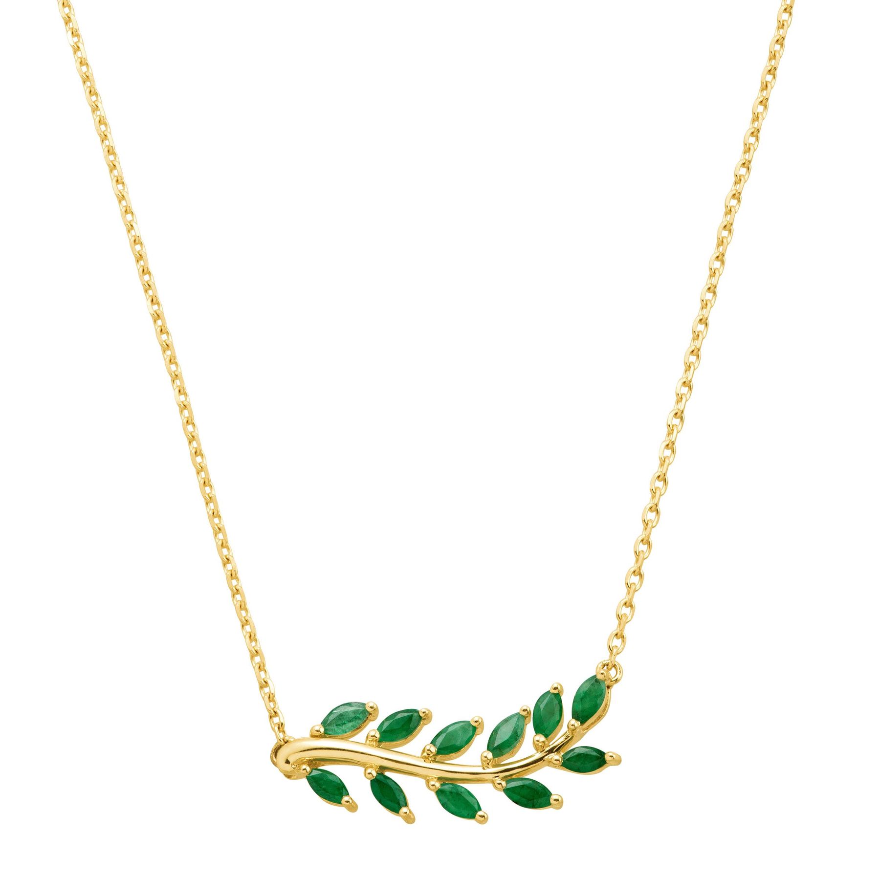 1 Ct Natural Emerald Leaf Garland Necklace In 10k Gold The Details