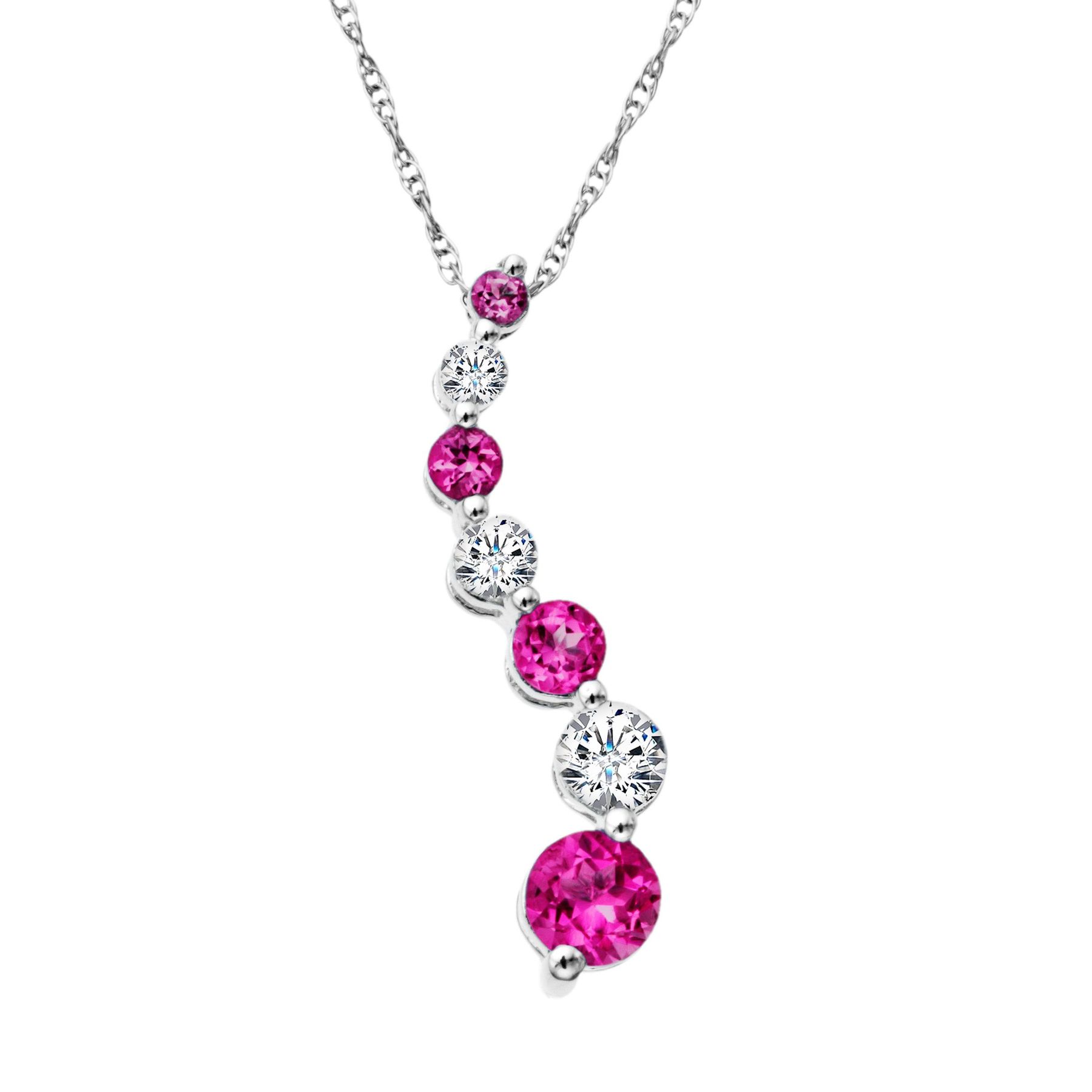 7 8 Ct Created Pink And White Sapphire Journey Pendant In 10k The Details
