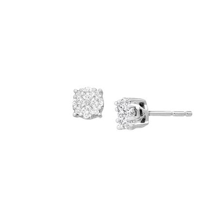 1 4 Ct Diamond Composite Stud Earrings In 10k White Gold 1 4 Ct Diamond Composite Stud Earrings White