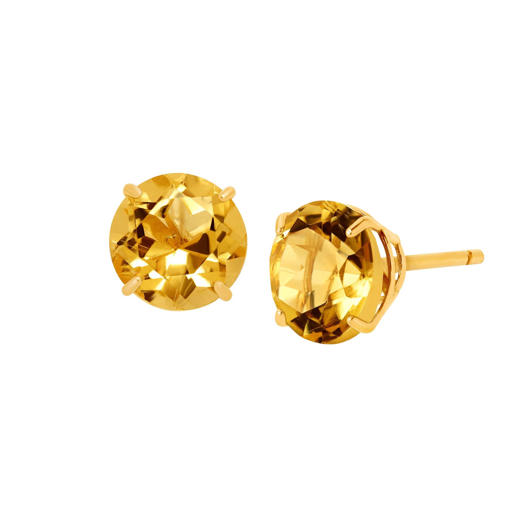 1 3 8 Ct Natural Citrine Round Cut Stud Earrings In 10k Gold 1 3 8 Ct Citrine Round Cut Stud Earrings