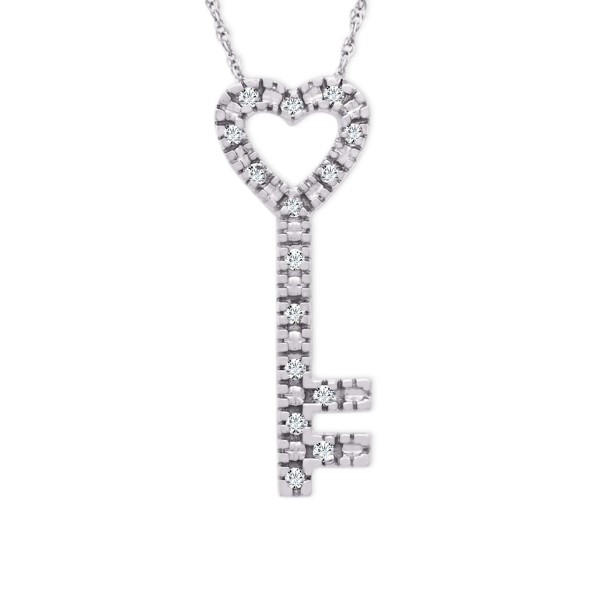 1 8 Ct Diamond Heart Key Pendant In 10k White Gold 882773207844 Details About 1 8 Ct Diamond Heart Key Pendant In 10k White Gold