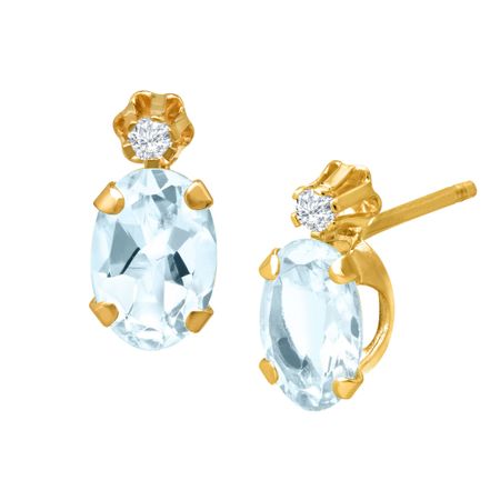 3 4 Ct Aquamarine Diamond Stud Earrings In 10k Gold 3 4 Ct Aquamarine Earrings With Diamonds