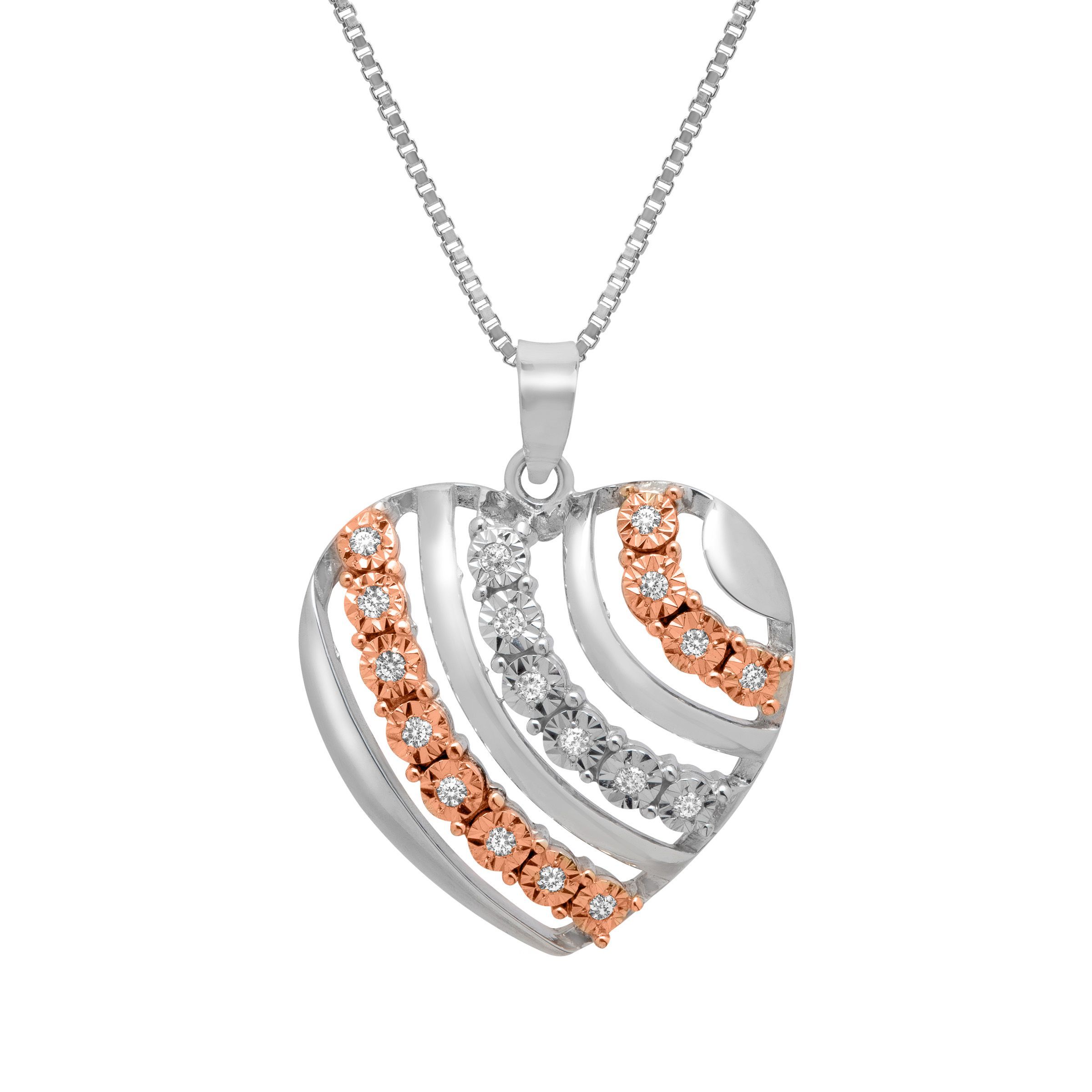 1 10 Ct Champagne And White Diamond Heart Pendant In 14k Rose Gold Details About 1 10 Ct Champagne And White Diamond Heart Pendant In 14k Rose Gold Over Sterling