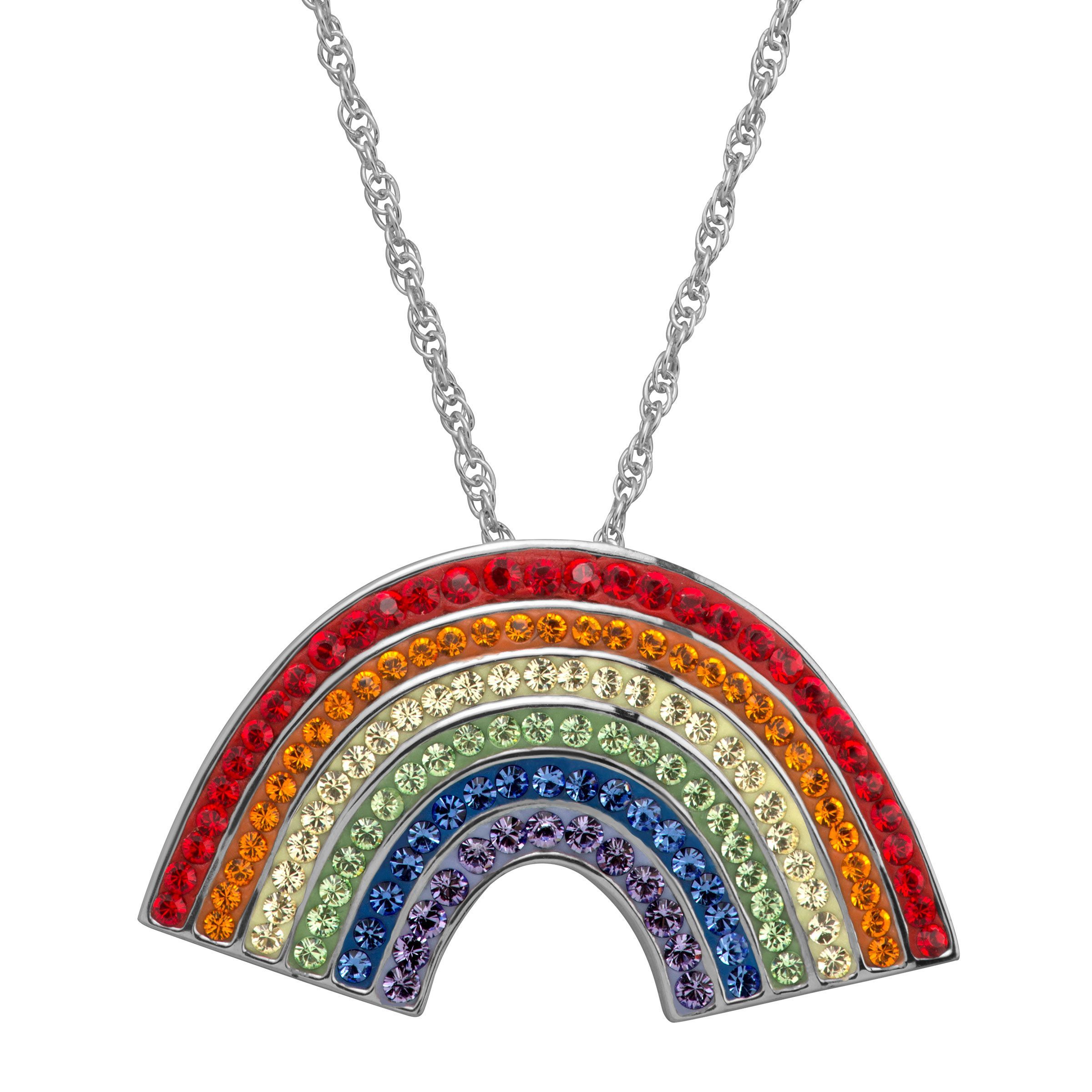Crystaluxe Rainbow Pendant with Swarovski Crystals, Rhodium Over Sterling Silver 96303296653 | eBay