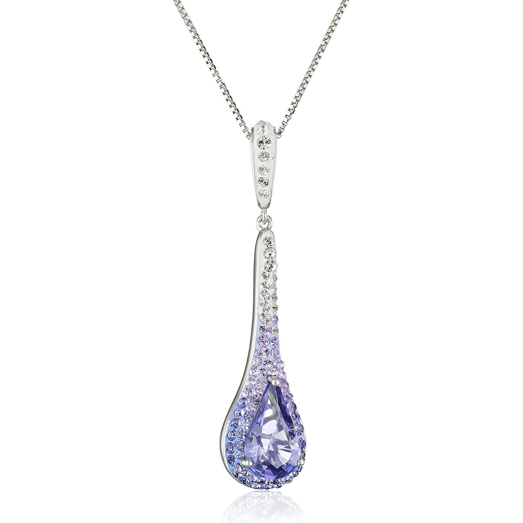 Crystaluxe Purple Teardrop Pendant With Swarovski Crystals In Sterling Silver 18 - Teardrop Pendant Crystaluxe Purple Teardrop Pendant With Swarovski Crystals In Sterling Silver 18 - Teardrop Pendant