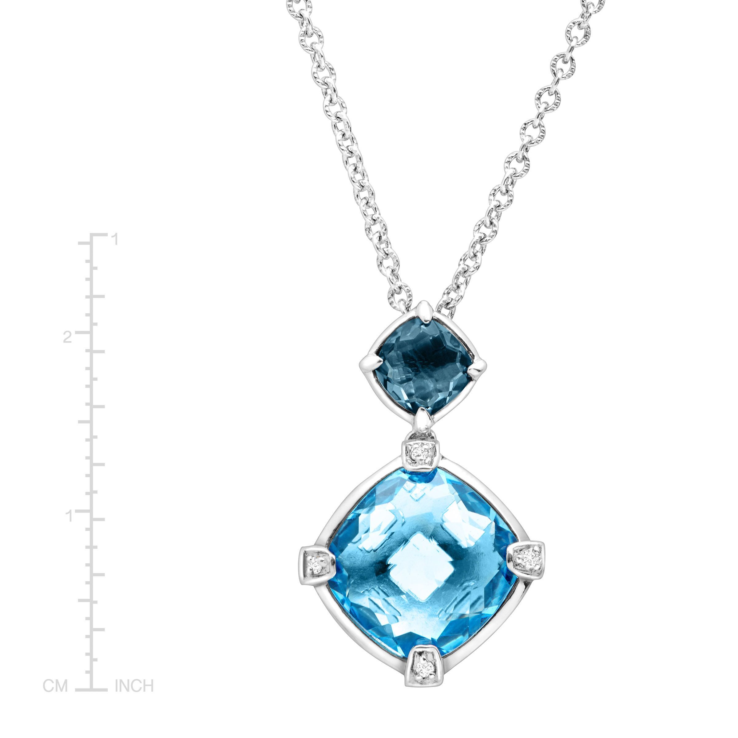 4 Ct Natural Swiss London Blue Topaz Pendant With Diamonds In 4 Ct Natural Swiss London Blue Topaz Pendant With Diamonds In Sterling Silver