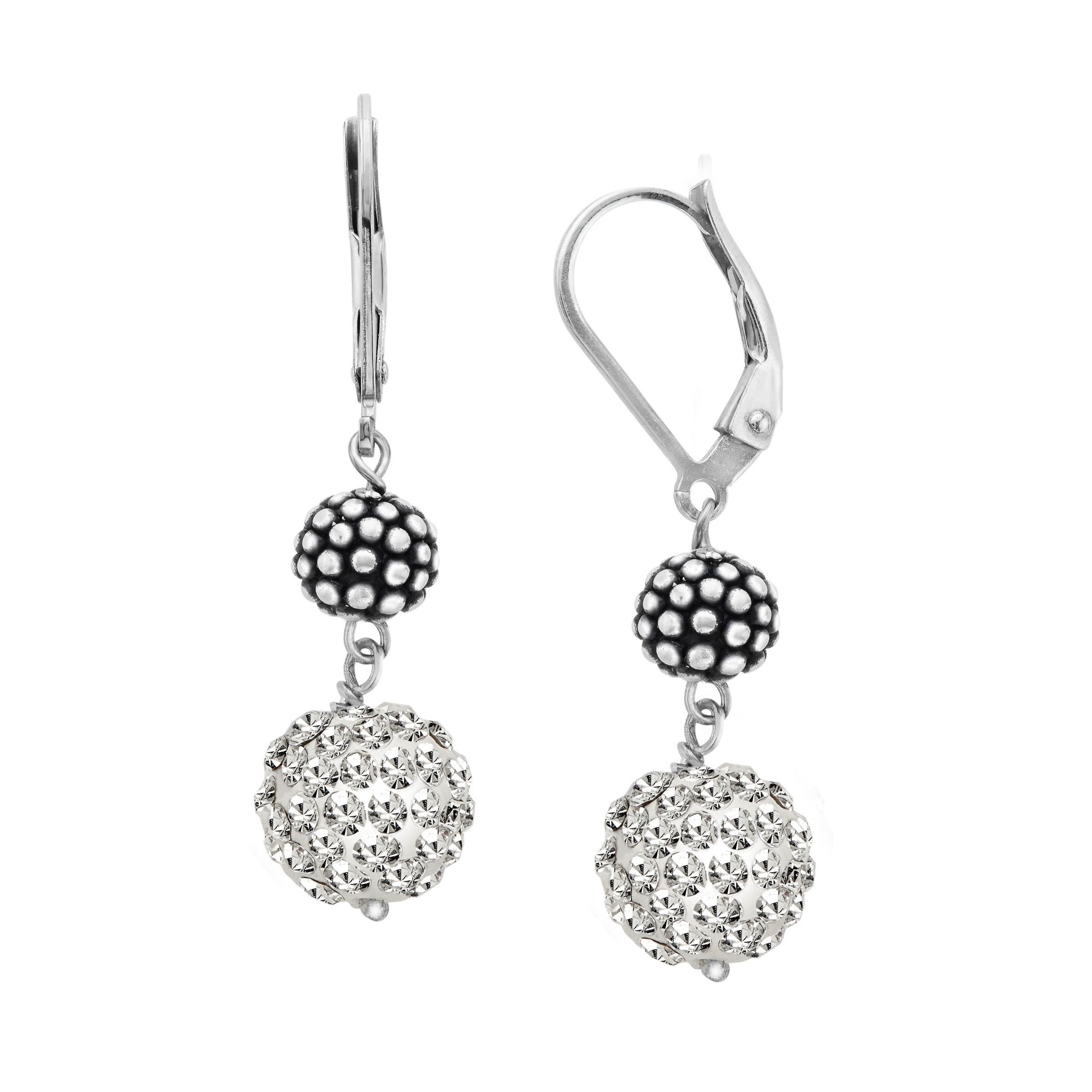Ball Drop Earrings With Swarovski Crystals Pav Eacute In Sterling Ball Drop Earrings With Swarovski Crystals Pavé In Sterling Silver