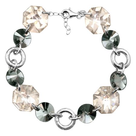 Crystaluxe Link Bracelet With Smokey Swarovski Crystals In Sterling Silver Crystaluxe Link Bracelet With Smokey Swarovski Crystals In Sterling Silver