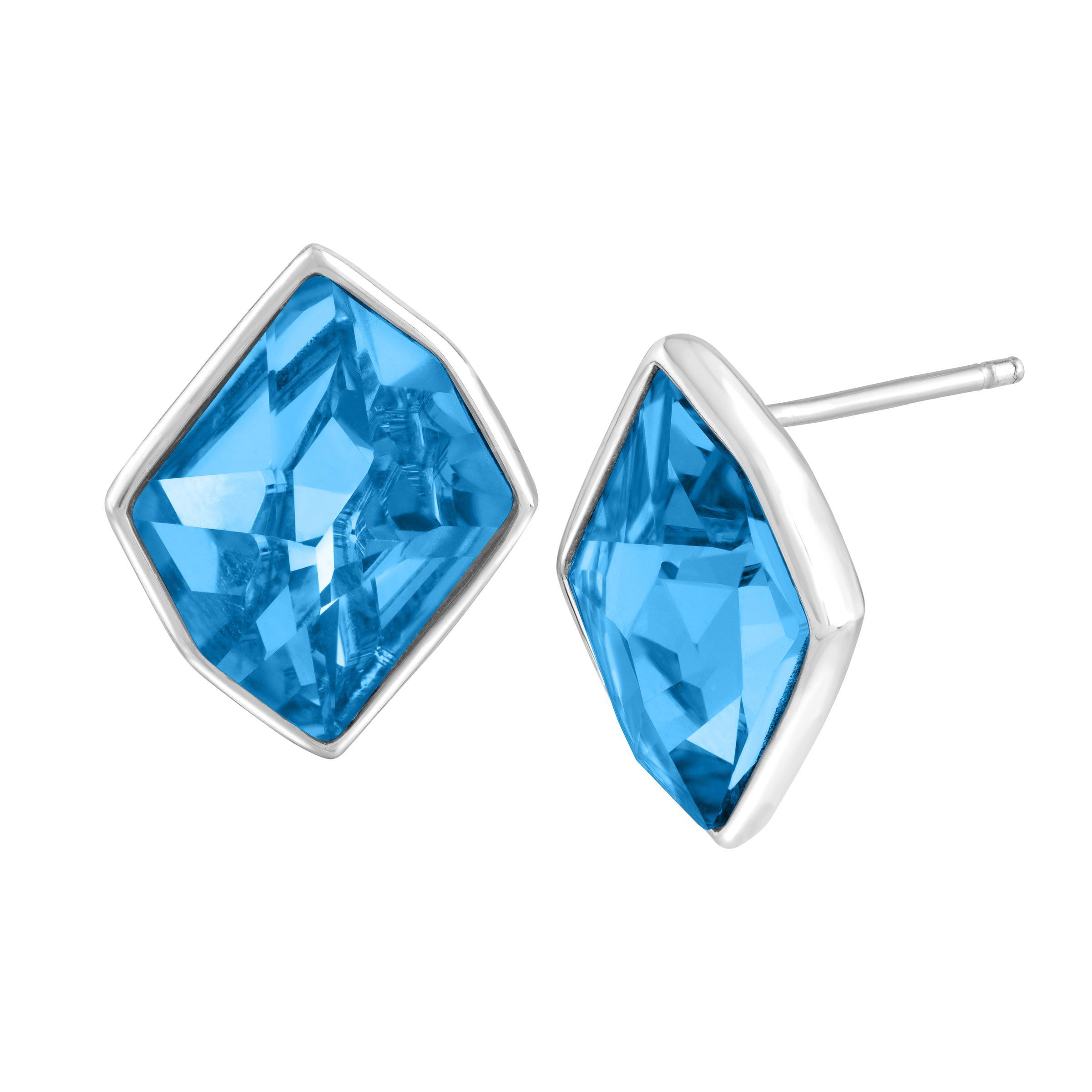 Crystaluxe Stud Earrings with Sky Blue Swarovski Crystals in Sterling Silver 729367610416 eBay