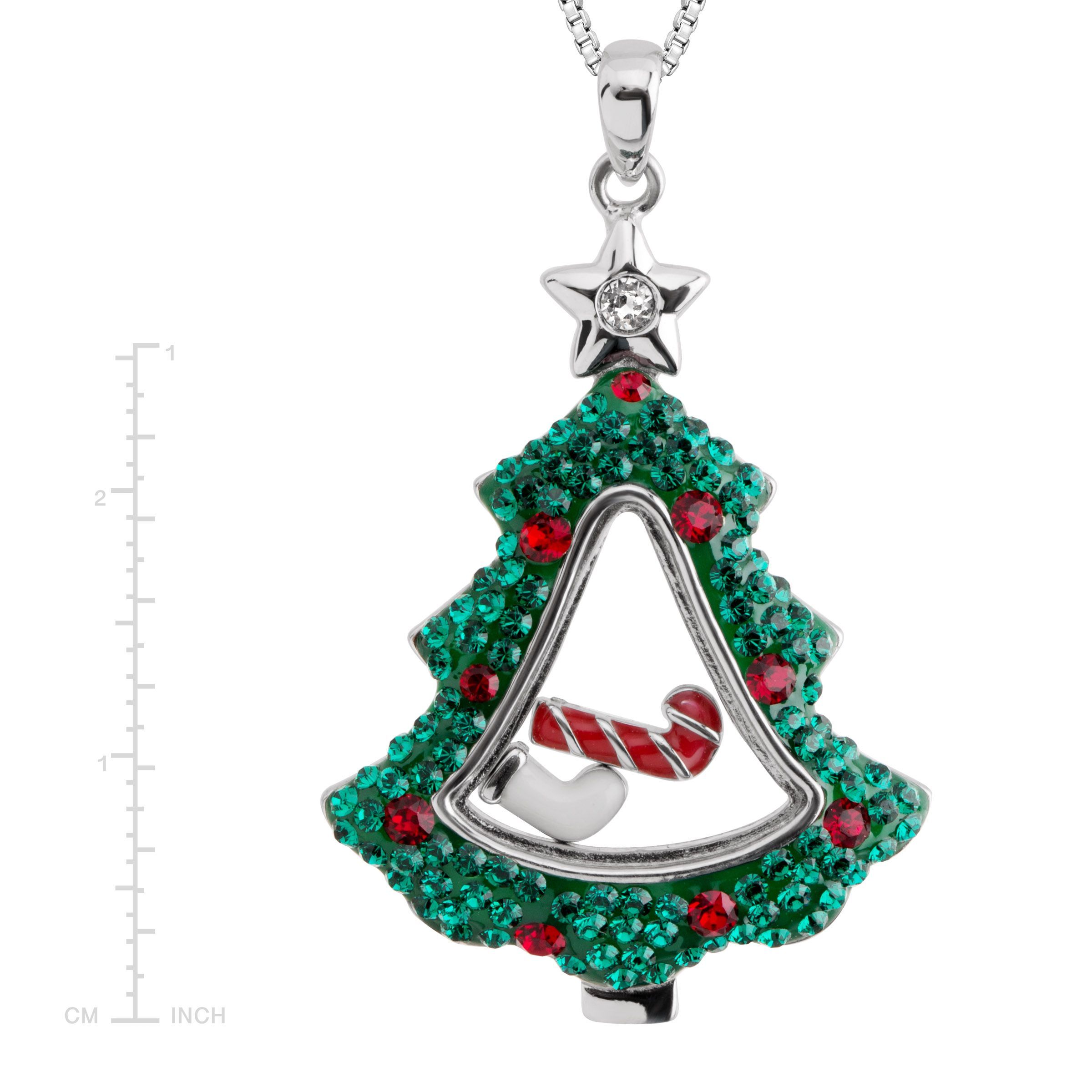 Crystaluxe Christmas Tree Shaker Pendant With Swarovski Crystals Sterling Silver Crystaluxe Christmas Tree Shaker Pendant With Swarovski Crystals Sterling Silver