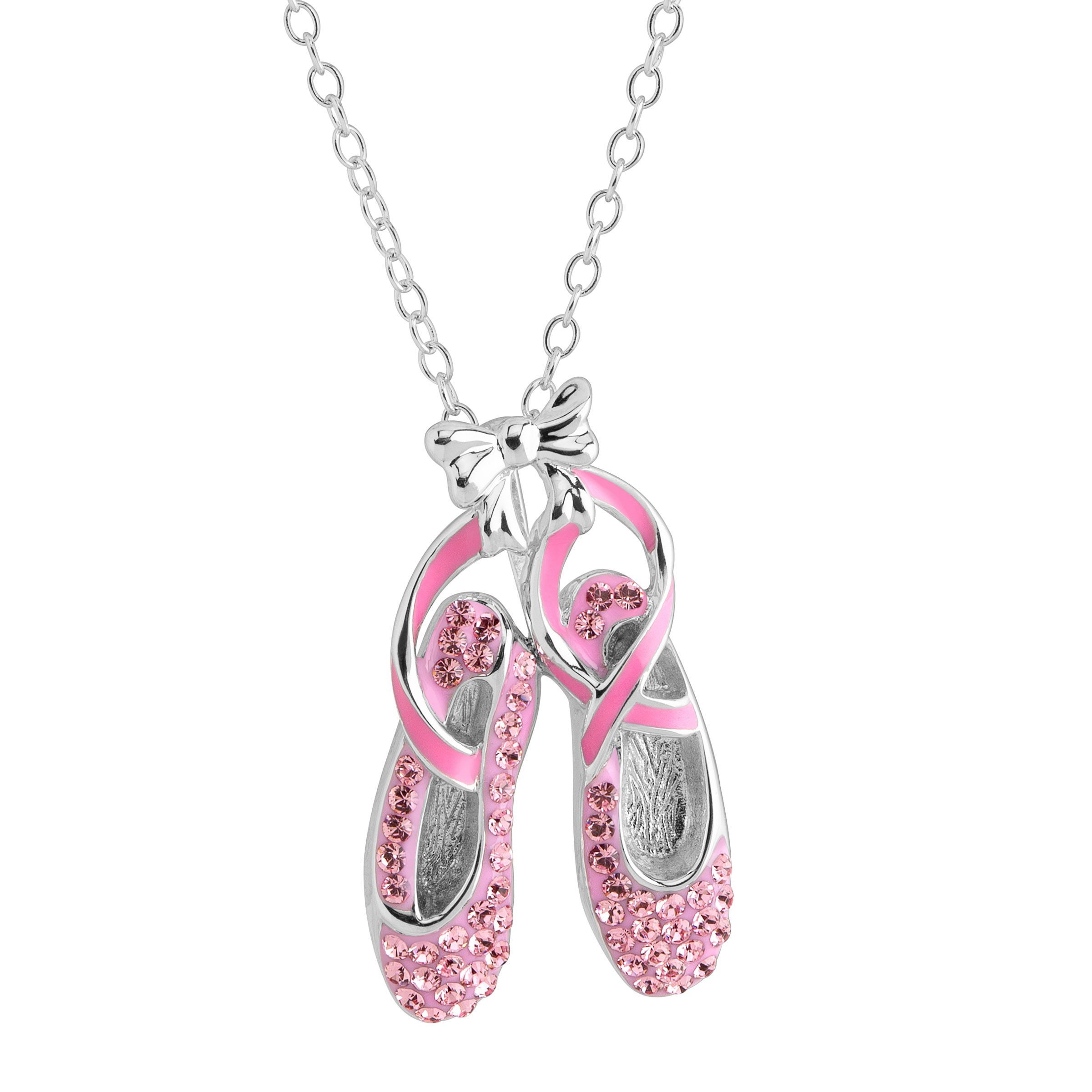 Crystaluxe Ballet Shoes Pendant with Pink Swarovski Crystals in Sterling Silver eBay