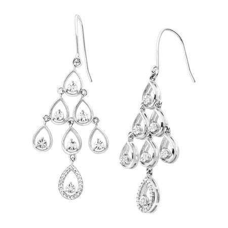 Chandelier Drop Earrings With Diamonds In Sterling Silver Chandelier Drop Earrings With Diamonds
