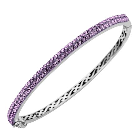 Crystaluxe Bangle Bracelet With Purple Swarovski Crystals In Bracelet With Purple Swarovski Crystals