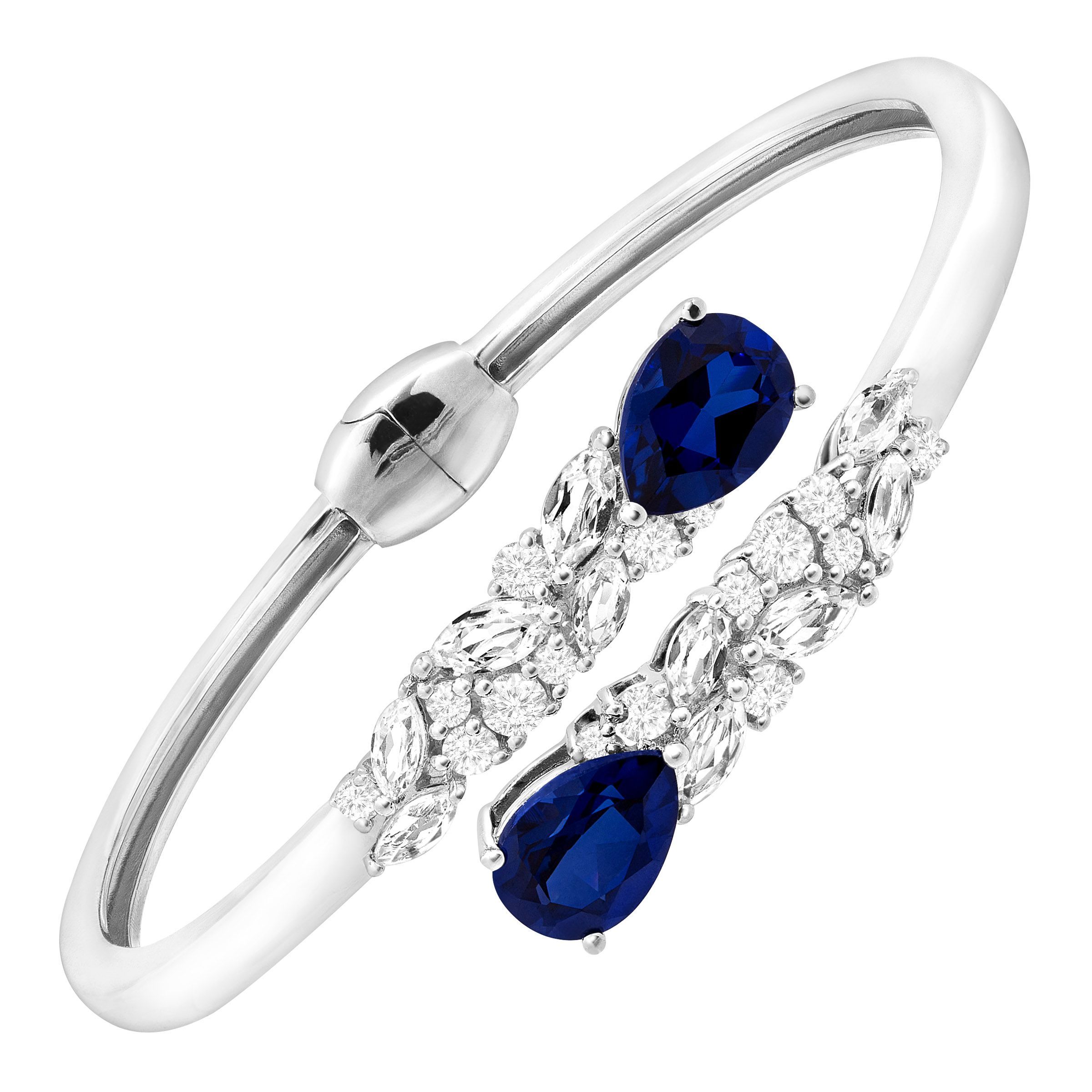 8 1 10 ct blue white created sapphire bypass cuff in 8 1 10 ct blue white created sapphire bypass cuff in