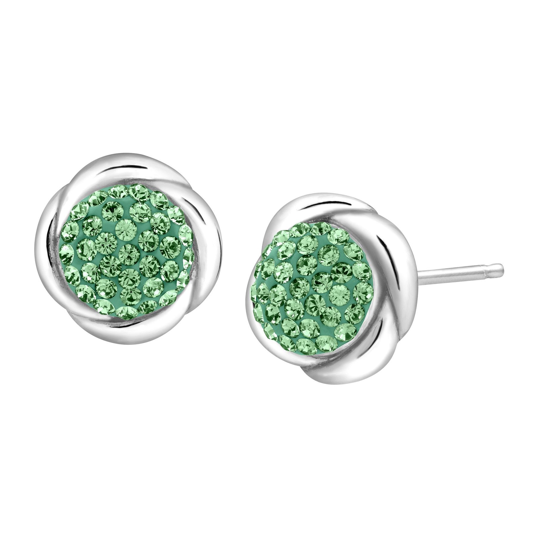 Crystaluxe On Stud Earrings With Green Swarovski Crystals In On Stud Earrings With Green Swarovski Crystals