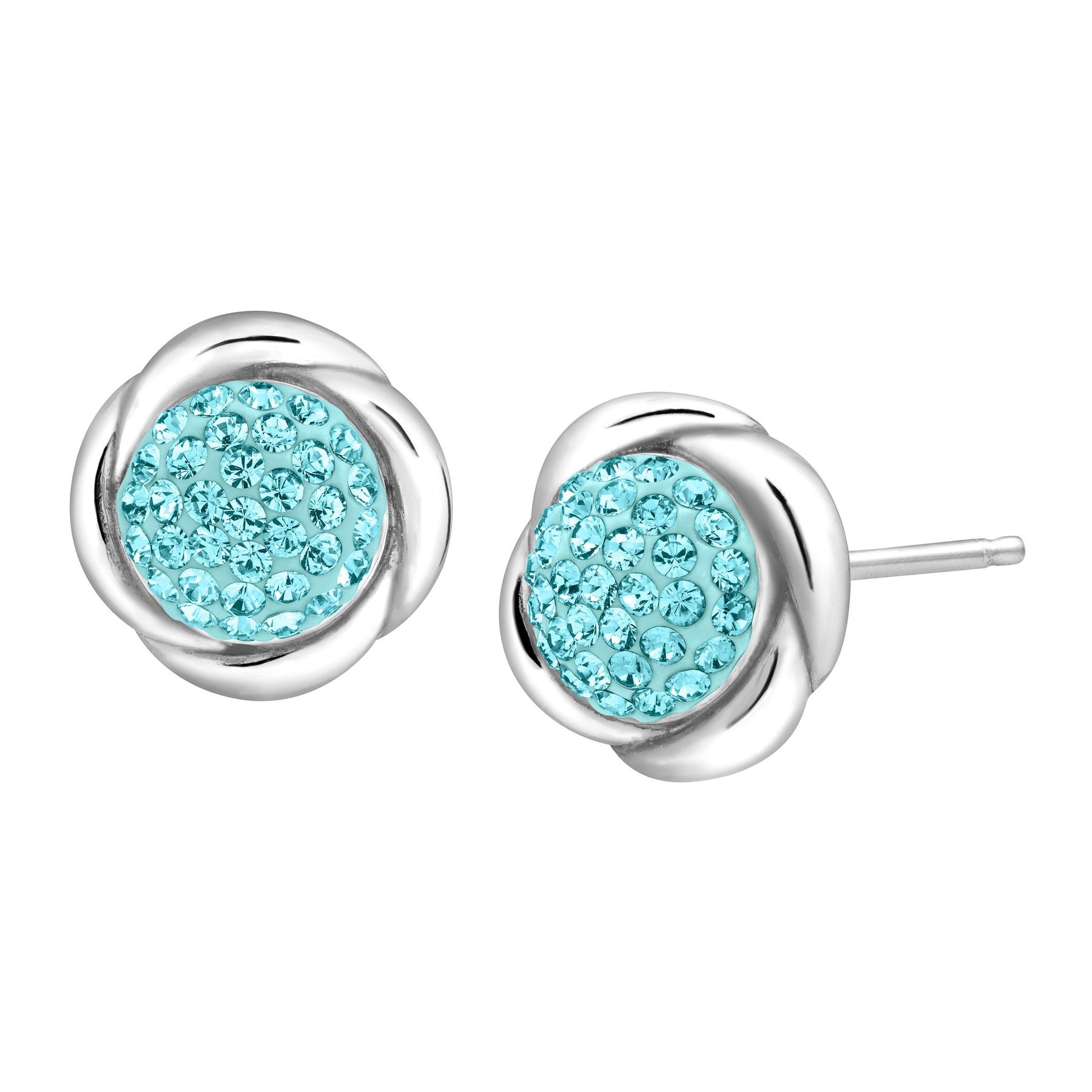 Crystaluxe On Stud Earrings With Blue Swarovski Crystal In On Stud Earrings With Blue Swarovski Crystals
