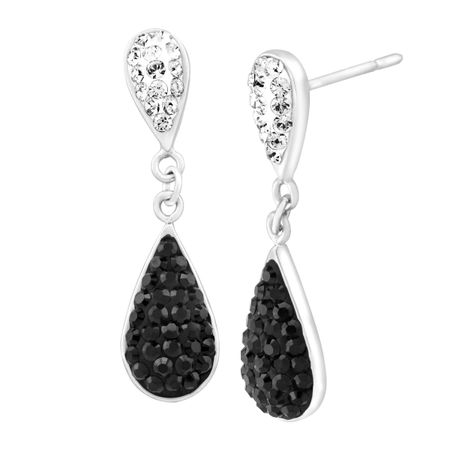 Crystaluxe Pear Shaped Drop Earrings With Swarovski Crystals In Sterling Silver Crystaluxe Pear Shaped Drop Earrings With Swarovski Crystals In Sterling Silver