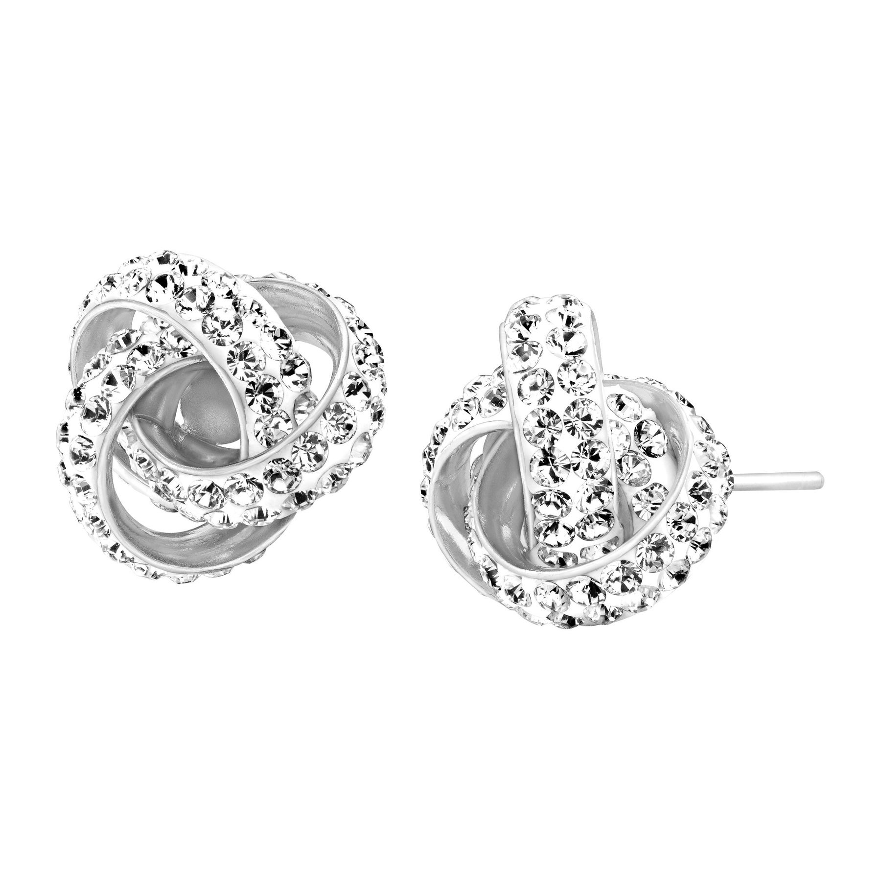 Crystaluxe Love Knot Stud Earrings With Swarovski Crystals In Sterling Silver Crystaluxe Love Knot Stud Earrings With Swarovski Crystals In Sterling Silver