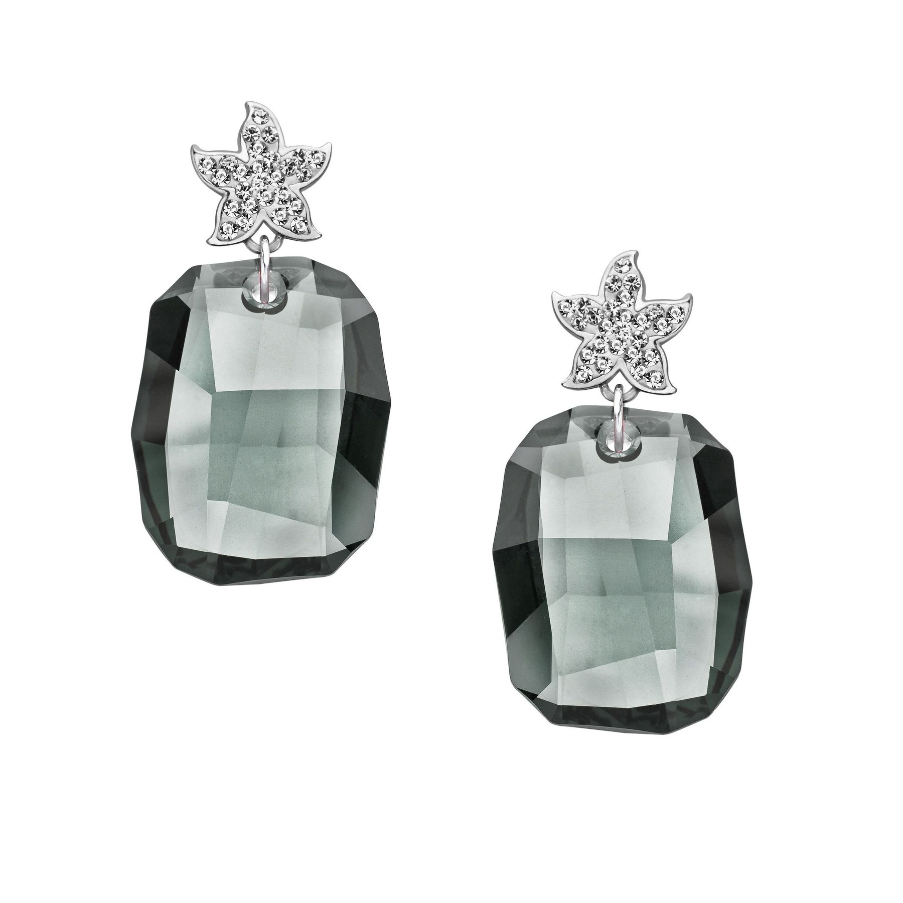 Aya Azrielant Drop Earrings With Slate Swarovski Crystals In Slate Swarovski Crystals Drop Earrings