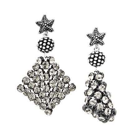 Aya Azrielant Mesh Earrings With Swarovski Crystals In Sterling Mesh Earrings With Swarovski Crystals