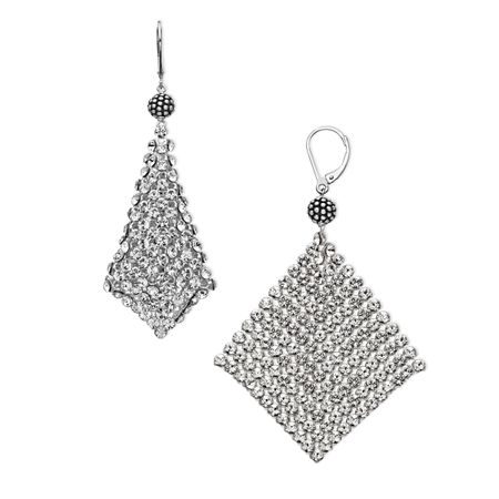 Aya Azrielant Mesh Earrings Swarovski Crystals In Sterling Silver Mesh Earrings With Swarovski Crystals