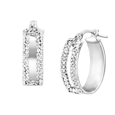 Crystaluxe Bold Oval Earrings With Swarovski Crystals In Sterling Bold Oval Earrings With Swarovski Crystals